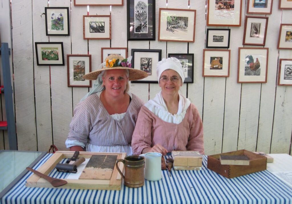 Janet Wiseman and Nancy Darrell in their farmer costumes